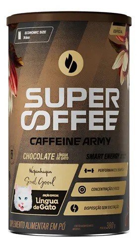 Super Coffee 3.0 380g Caffeine Army Coq10 Cafeína Taurina Super Coffee Lingua De Gato 380g