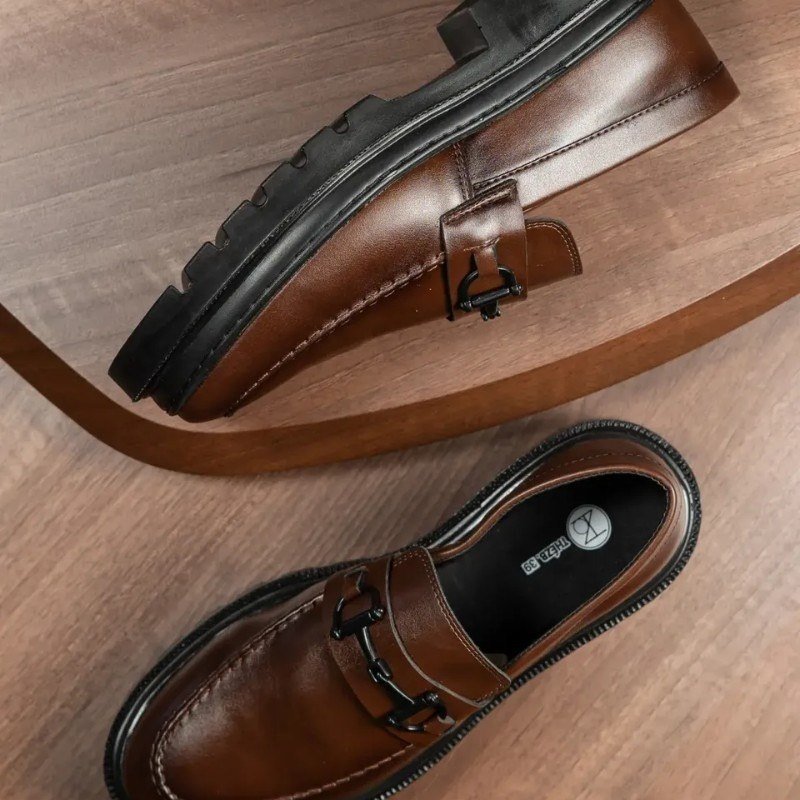 Sapato Social Masculino Mocassim Adulto Tratorado Moderno