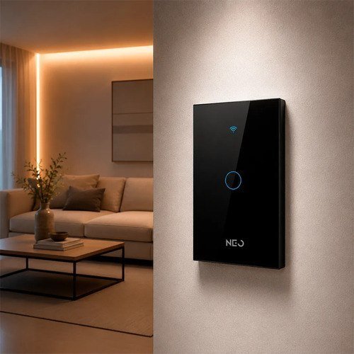 Interruptor Inteligente Smart Wifi 1 Botão Touch Preto Neo