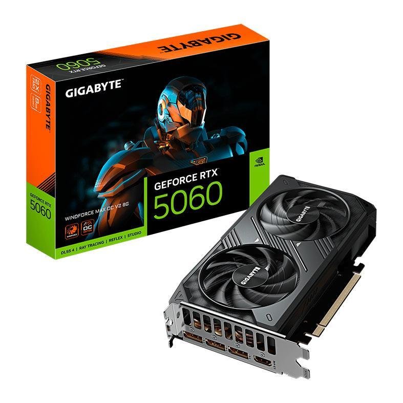 Placa de Video Gigabyte GeForce RTX 5060 Windforce Max OC V2, 8GB, GDDR7, 128-bit