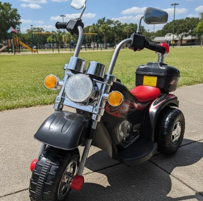 Mini Moto Infantil Elétrica Brinq Kids BQ014 6V C/ Luzes e Som Preta + Frete Grátis