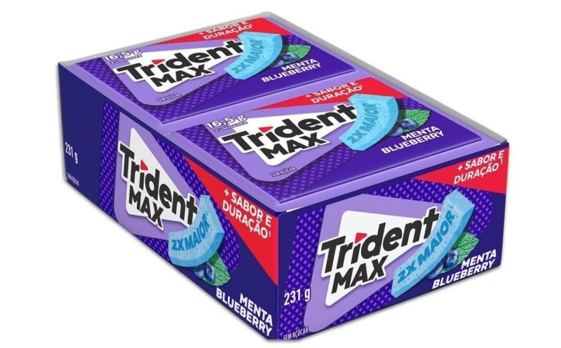 Cx 14 un. Chiclete Trident Max Menta Blueberry Sem Açúcar
