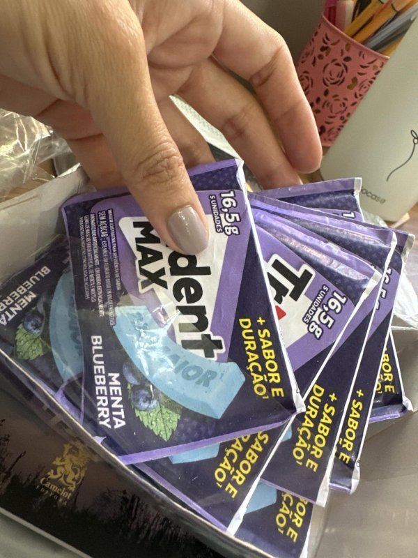 Cx Chiclete Trident Max Menta Blueberry Sem Açúcar 14 un. 16,5g + Frete Grátis