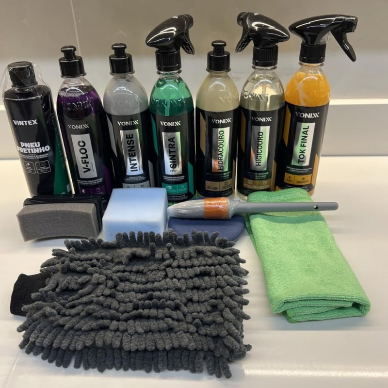 Kit Lavagem Automotiva Completa V-floc Intense Hidracouro Higicouro Sintra Tok Final Vonixx Acessórios Yamase