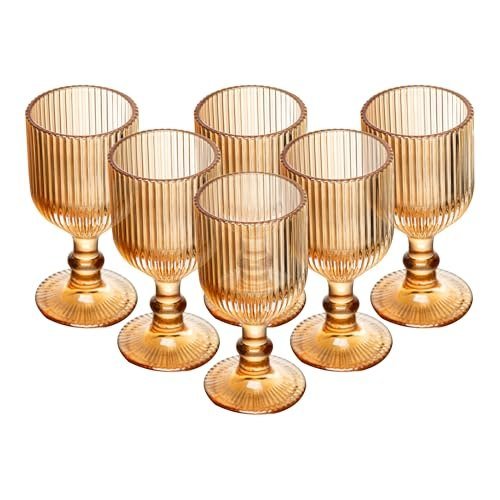 WOLFF - Conjunto 6 Taças Para Licor Lines 75Ml Âmbar Metalizado Vidro