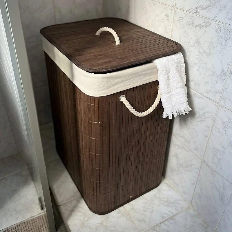 Cesto de Roupas Bambu 50L + Frete Grátis