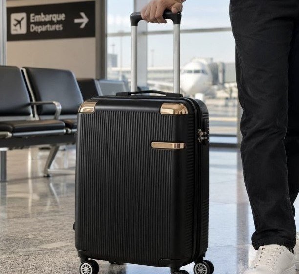 Mala De Viagem Sweet Studio De Bordo 360o Pequena De Mão 10kg C/ Segredo Cor Preto Listras 2080