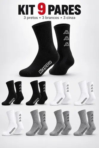 Kit 9 Pares Meias Kappa Algodão Cano Médio Conforto Original Sortidas 38-43