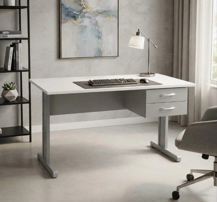 Escrivaninha Mesa De Escritório Home Office 2 Gavetas + Frete Grátis