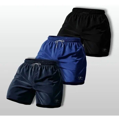 Kit 3 Shorts Bermuda Masculina Básico Mauricinho Tactel