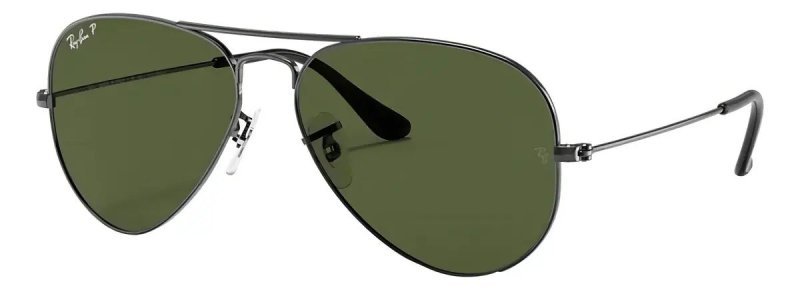 Óculos de sol polarizados Ray-Ban Aviator Classic tamanho Large armação polished gunmetal y lente green