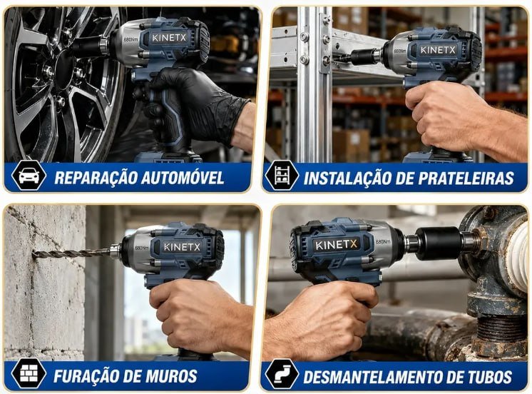 Chave De Impacto Parafusadeira 680nm Brushless 98v 2baterias