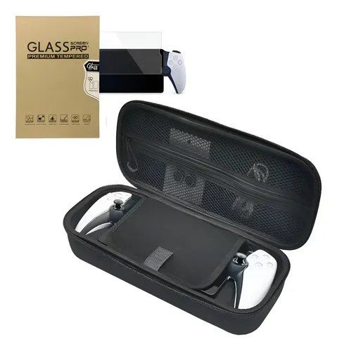Case Estojo Para Ps Portal Playstation 5 + Película De Vidro Preto Ps Portal