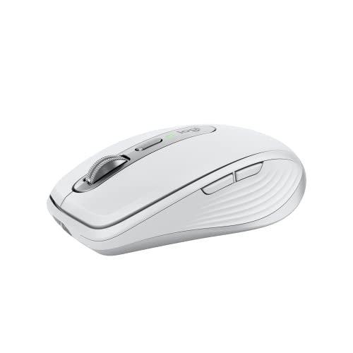 Mouse sem fio Logitech MX Anywhere 3S Compacto, Rolagem rápida, Uso em Qualquer Superfície, Clique Silencioso, Botões programáveis, Recarregável, Conexão Bluetooth - Cinza Claro