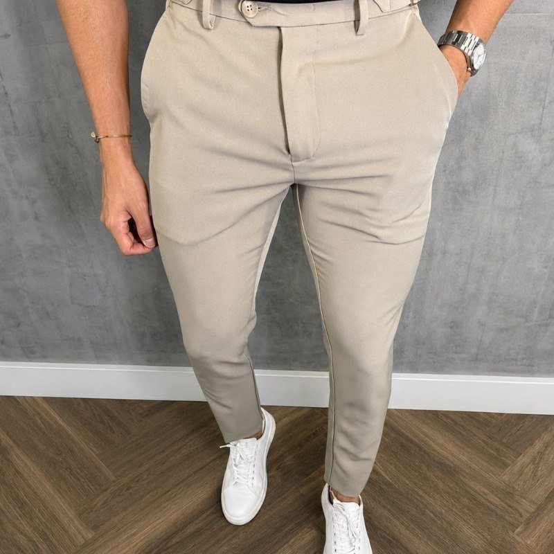 Calça Social Alfaiataria Masculina Malha Elastano Stretch