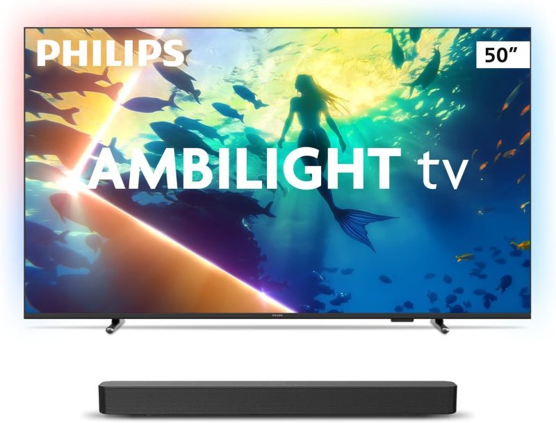 TV Philips Ambilight 50" 4K 50PUG8100/78 + Soundbar TAB4000