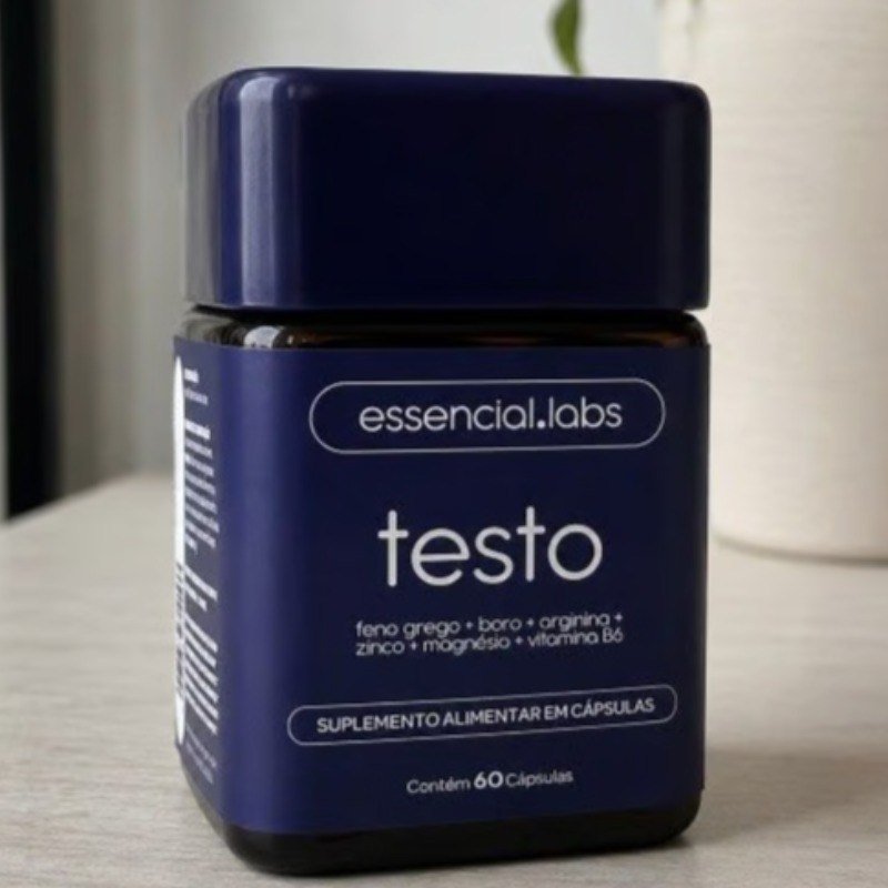 TESTO ESSENCIAL - Fórmula Exclusiva com Feno Grego + Boro + Arginina + ZMA + Vitamina B6 - 60 cápsulas - Precursor da Testosterona