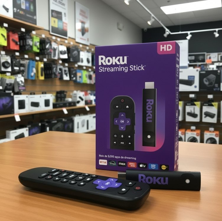 Roku Streaming Stick 2025 Para Tv Hd/fhd Controle Por Voz Preto