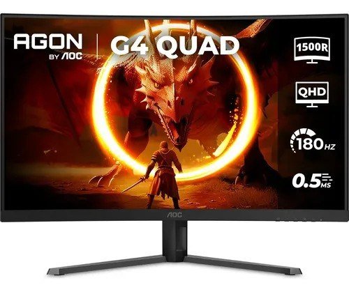 Monitor Gamer Curvo AOC AGON QUAD 32" 180Hz 0,5ms HDR10 CQ32G4E Preto