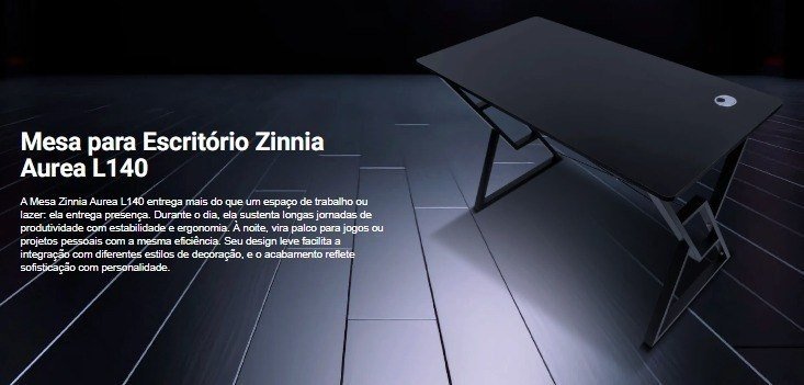Mesa Zinnia Aurea L100, 100cm, Preto, ZNO-ARAL-BL01
