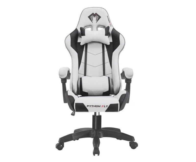 Cadeira Gamer Python Fly em tecido, respirável e ecológica, ângulo ajustável (Cinza Claro)