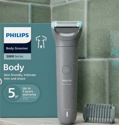 Philips Aparador e Raspador de Pelos Corporais Masculino À Prova d'Água com Bateria Recarregável, Bivolt – BG3470/15