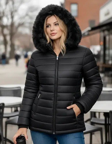 Jaqueta Bobojaco Feminina Puffer Impermeável Inverno Térmica Preto G Liso