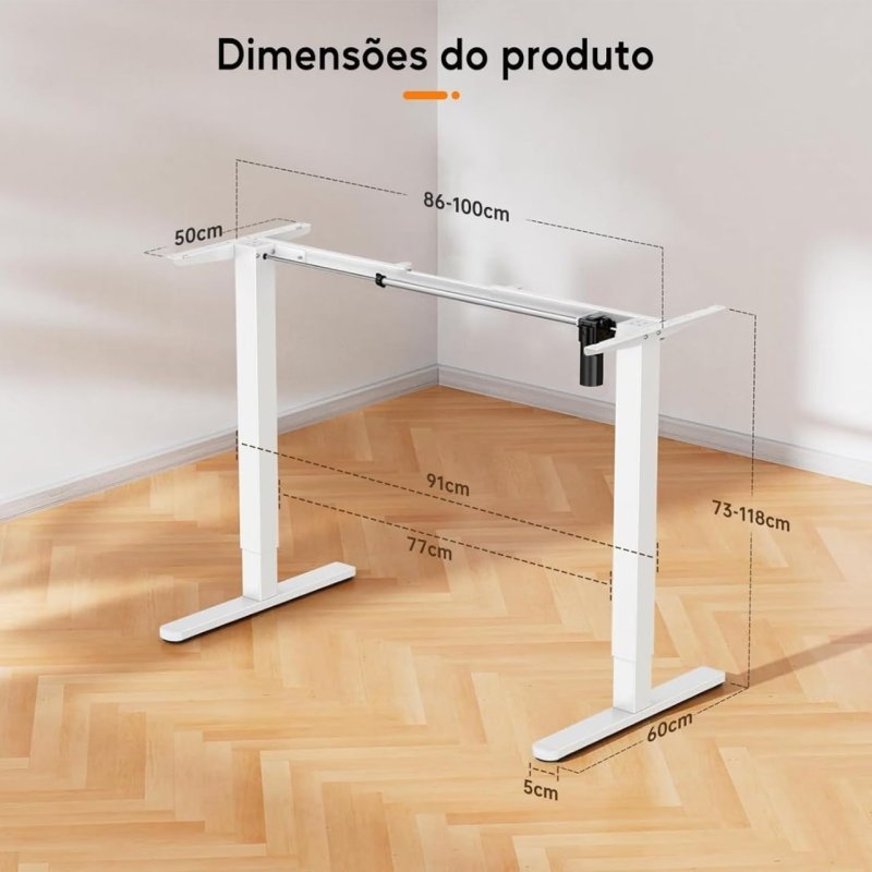 Estrutura de Mesa Elétrica Ajustável para Trabalho em Pé e Sentado – 3 Configurações de Memória