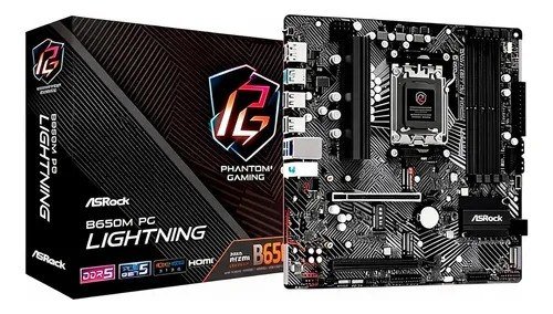 Placa Mãe Asrock Pg Lightning B650m Am5 Matx Preto