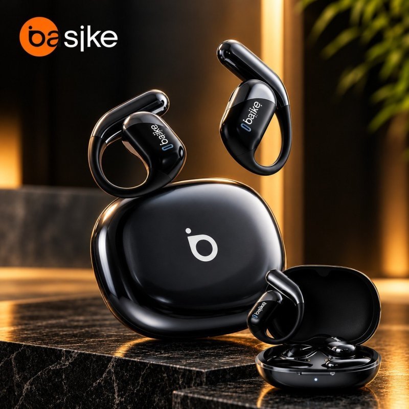 Fone De Ouvido Basike Sem Fio Bluetooth Com Gancho Gamer Esportivo Baixa Latência 100h, Design Aberto
