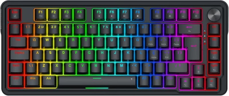 Teclado Gamer Magnético Redragon Ucal RGB Preto 75% ABNT2 8K Polling Rate K673RGB-M