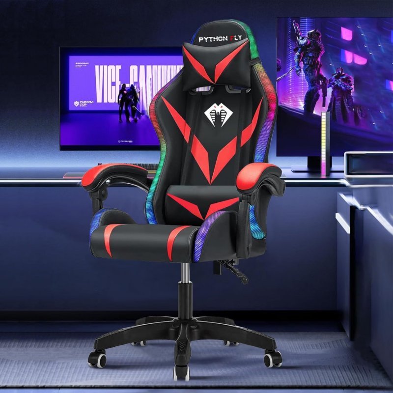 Cadeira Gamer RGB Python Fly com Iluminação Decorativa