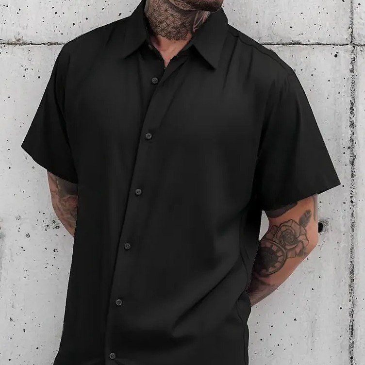 Camisa De Botão Masculina Manga Curta Social Verão Slim (P ao GG)