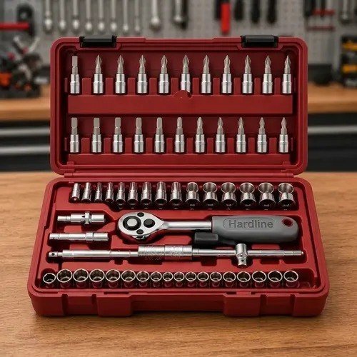 Kit Jogo de Ferramentas 46 Peças Catraca Soquetes Bits Fenda Phillips Allen Extensores