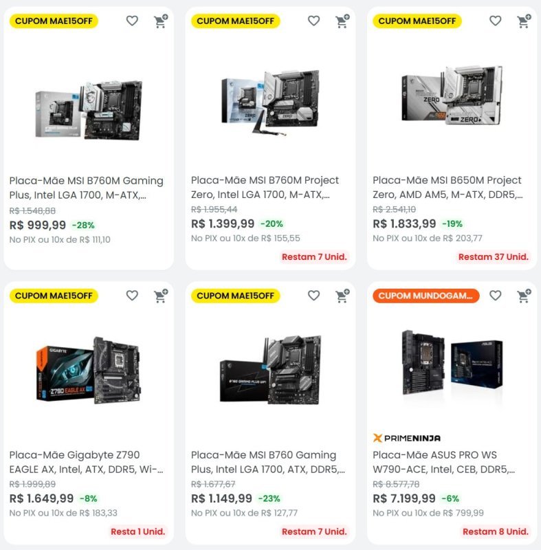 Cupom Kabum - 15% OFF em Placas Mãe Selecionadas