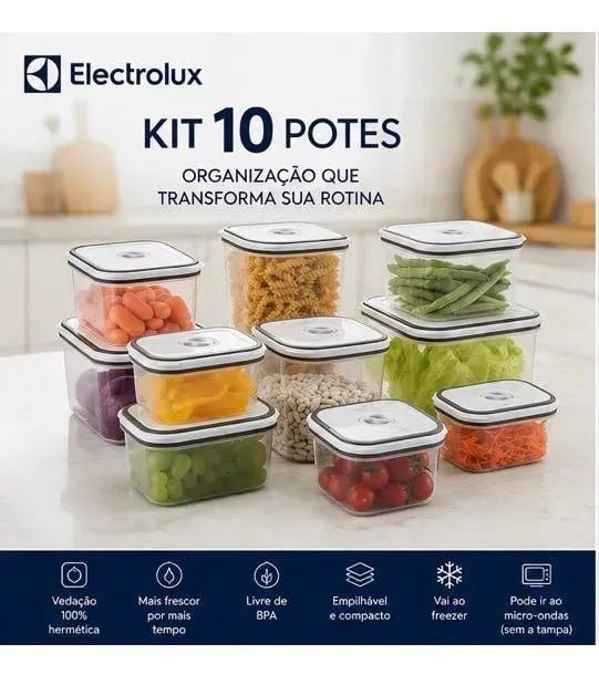 Kit com 10 Potes Herméticos Electrolux