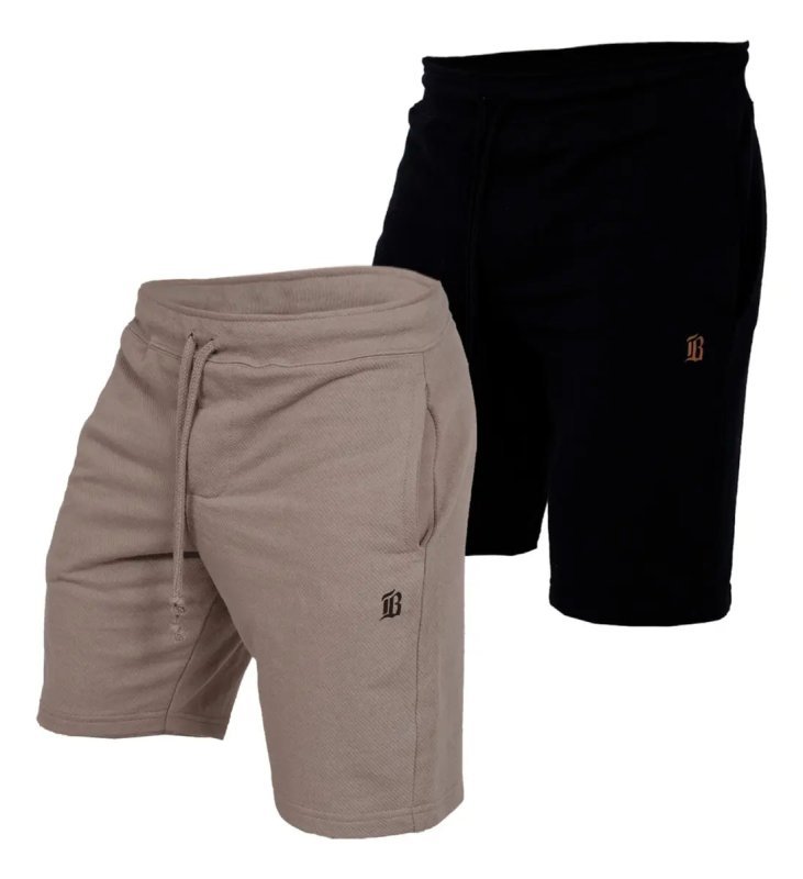 Kit 2 Bermudas Preta e Caqui Casual e Confortável