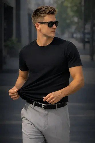 Camiseta Basica Modal Masculina Algodão Malha Peruana Preto Sem Estampa Gg Liso
