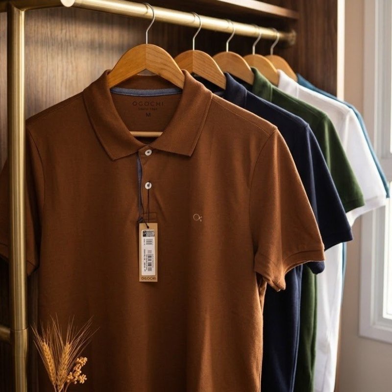 Camisa Gola Polo Social Masculina Slim Algodão Ogochi