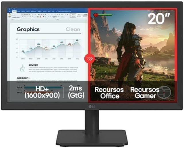 Monitor Gamer LG 20" 20U401A-B - 75hz, 2ms, UHD, LED, TN HD+