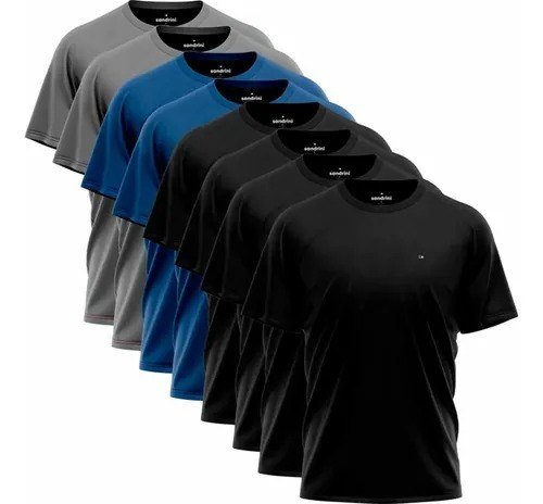 Kit 8 Camisas Sandrini Dry-Fit Masculina Caminhada Academia