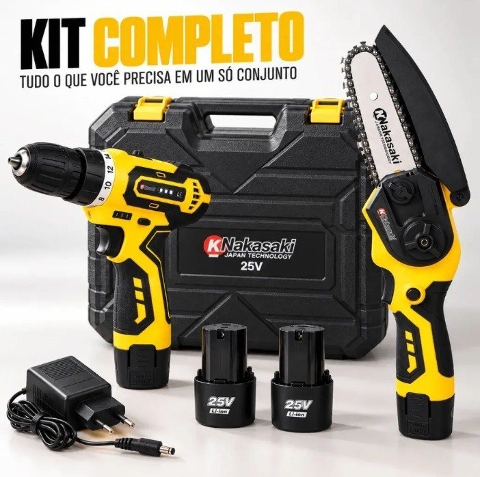 Mini Motosserra Nakasaki 25v 800w Profissional 2 Baterias + Frete Grátis