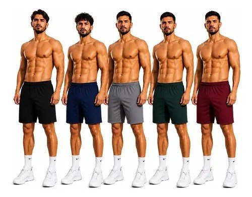 Kit 5 Bermudas Masculina Tipo Jogador Esporte Praia Treino