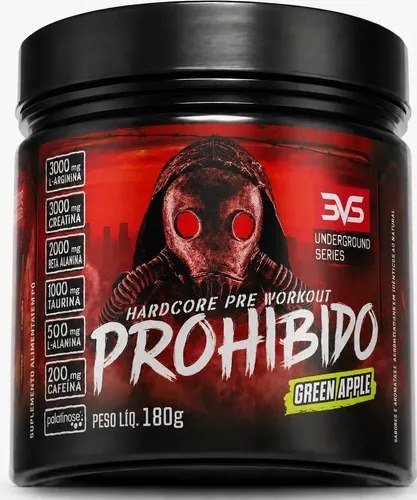 Pré Treino Prohibido 180g Sabor Green Apple - Fórmula Avançada