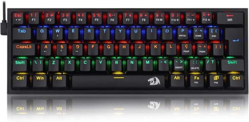 Redragon TECLADO MECANICO GAMER FIZZ RAINBOW PRETO SWITCH AZUL