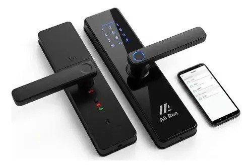 Fechadura Digital Biométrica Com Senha Para Porta De Madeira Preto