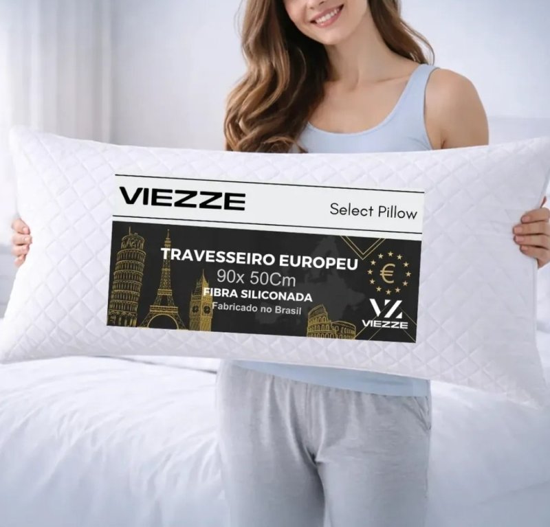 Travesseiro King Europeu 90x50 Firme Toque De Pluma 400 Fios Branco