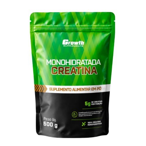 Growth Supplements - Creatina 500g Pouch Treino Musculação Dieta Alta Performance