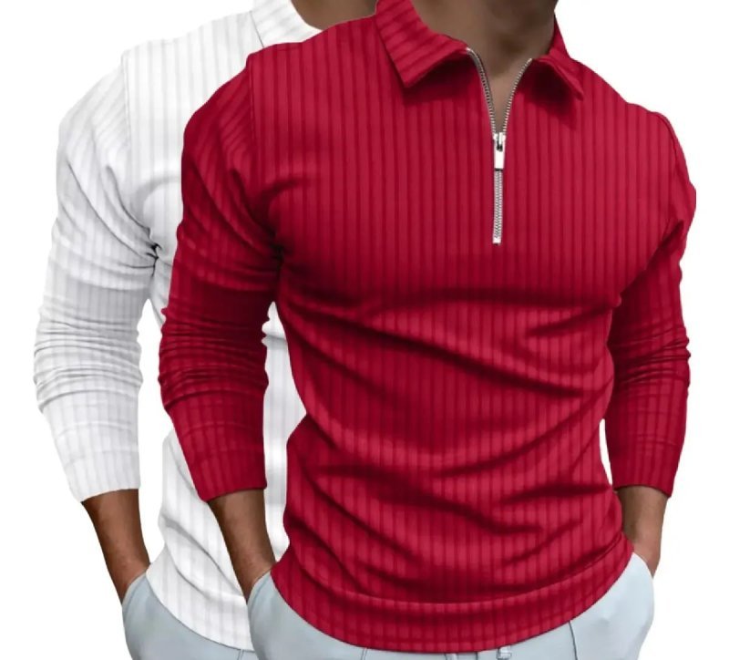 Kit 2 Camisas Polo Manga Longa Zíper