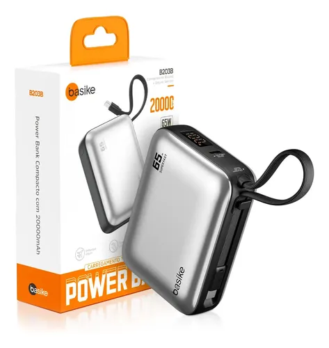 Power Bank Basike 65W 20000mAh Cinza